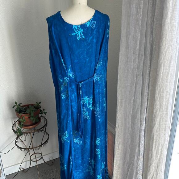 Spicy Bambu Women’s XL Dress Blue Dragonfly Maxi Dress Rayon - Picture 5 of 5
